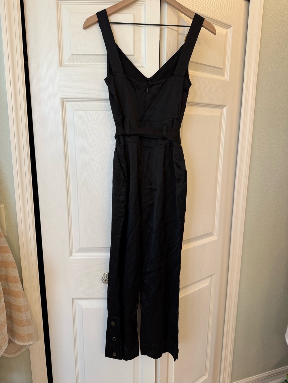 Derek Lam 10 Crosby Belted Linen Viscose Jumpsuit Black Size 00 Soft Luxe - Picture 7 of 12